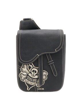 Dior Saddle Mini Bag Shawn Stussy Collaboration Leather Skull Black